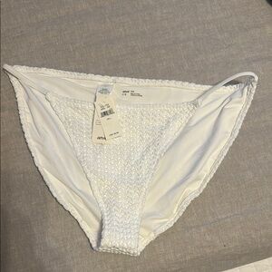 Aerie White Textured Swim Bottom